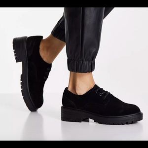 Topshop Black Suede Brogues